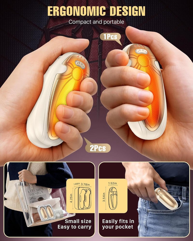 Tenvolti Hand Warmers Rechargerable 2 Pack - 14000mAh Electric AI Handwarmers with Charging Case, Magnetic 2 in 1 Pocket Heater, Gifts for Women/Men/Golf/Hunting/Travel/Camping Accessories - Image 5